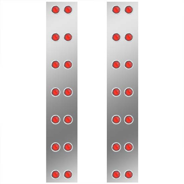 15 Inch Stainless Steel Rear Air Cleaner Panels W/ 28 - 2 Inch Red/Red LEDs For Kenworth W900B/W900L