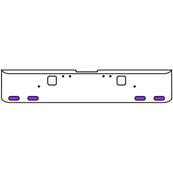 20 Inch Chrome Texas Rolled End Bumper Kit With Hook Holes And 4 Oval Amber-Purple Dual Revolution Lights With Visors For Freightliner Classic 120, 132 Xl 2002- 2007