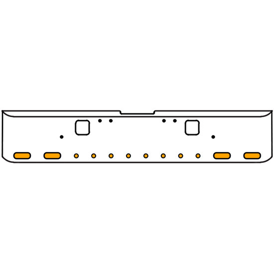 20 Inch Chrome Texas Rolled End Bumper Kit With Hook Holes And 4 Oval-8 Round 2 Inch Amber Mirage Lights For Freightliner Classic 120, 132 Xl 2002- 2007