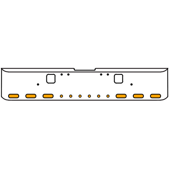 20 Inch Chrome Texas Rolled End Bumper Kit With Hook Holes And 6 Oval-6 Round 2 Inch Amber Mirage Lights With Visors For Freightliner Classic 120, 132 Xl 2002- 2007