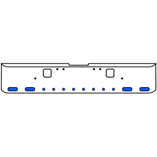20 Inch Chrome Texas Rolled End Bumper Kit With Hook Holes And 4 Oval-8 Round 2 Inch Amber-Blue Dual Revolution Lights For Freightliner Classic 120, 132 Xl 2002- 2007