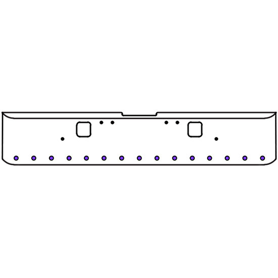 20 Inch Chrome Texas Rolled End Bumper Kit With Hook Holes And 15 Round 2 Inch Amber-Purple Dual Revolution Lights For Freightliner Classic 120, 132 Xl 2002- 2007