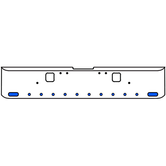 22 Inch Chrome Texas Rolled End Bumper Kit With Hook Holes And 2 Oval-10 Round 2 Inch Amber-Blue Dual Revolution Lights With Visors For Freightliner Classic 120, 132 Xl 2002- 2007