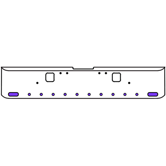 22 Inch Chrome Texas Rolled End Bumper Kit With Hook Holes And 2 Oval-10 Round 2 Inch Amber-Purple Dual Revolution Lights For Freightliner Classic 120, 132 Xl 2002- 2007