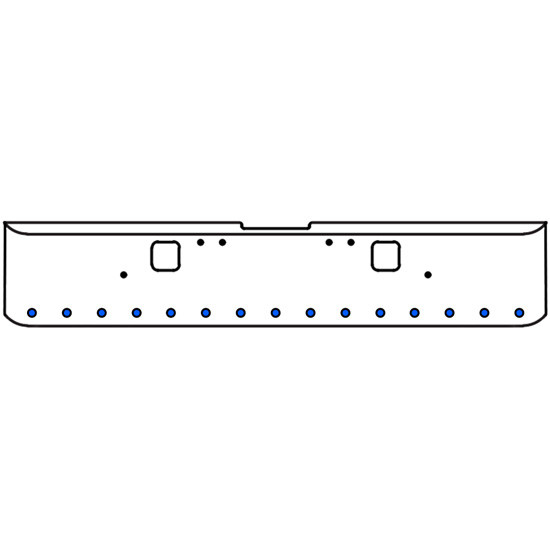 22 Inch Chrome Texas Rolled End Bumper Kit With Hook Holes And 15 Round 2 Inch Amber-Blue Dual Revolution Lights For Freightliner Classic 120, 132 Xl 2002- 2007