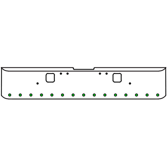 22 Inch Chrome Texas Rolled End Bumper Kit With Hook Holes And 15 Round 2 Inch Amber-Green Dual Revolution Lights With Visors For Freightliner Classic 120, 132 Xl 2002- 2007