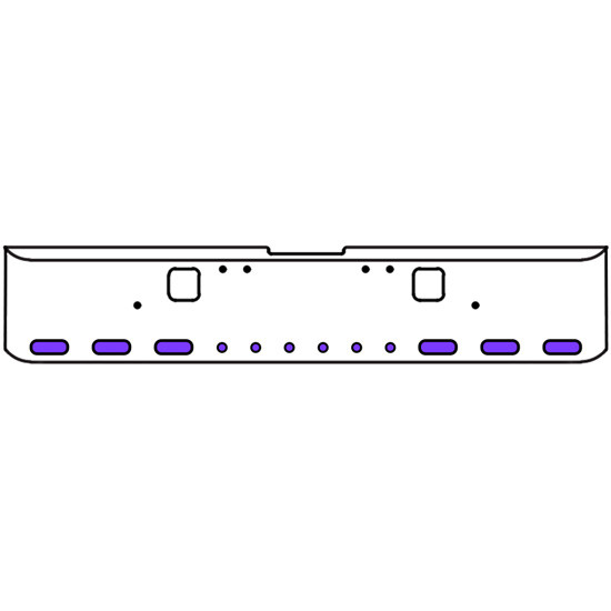 22 Inch Chrome Texas Rolled End Bumper Kit With Hook Holes And 6 Oval-6 Round 2 Inch Amber-Purple Dual Revolution Lights For Freightliner Classic 120, 132 Xl 2002- 2007
