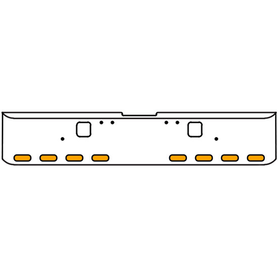 22 Inch Chrome Texas Rolled End Bumper Kit With Hook Holes And 8 Oval Amber-Clear Mirage Lights With Visors For Freightliner Classic 120, 132 Xl 2002- 2007