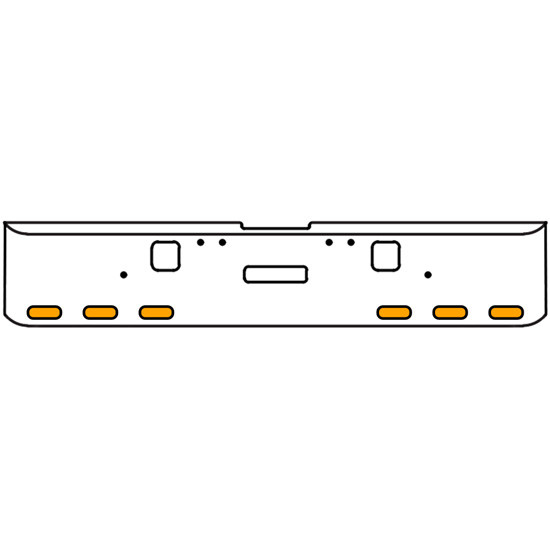 18 Inch Chrome Texas Rolled End Bumper Kit With Center Tow And Hook Holes And 6 Oval Amber-Clear Mirage Lights With Visors For Freightliner Classic 120, 132 Xl 2002- 2007