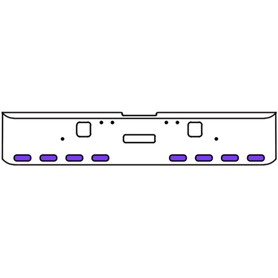 18 Inch Chrome Texas Rolled End Bumper Kit With Center Tow And Hook Holes And 8 Oval Amber-Purple Dual Revolution Lights For Freightliner Classic 120, 132 Xl 2002- 2007