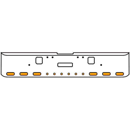 18 Inch Chrome Texas Rolled End Bumper Kit With Center Tow And Hook Holes And 6 Oval-6 Round 2 Inch Amber-Clear Chrome Lights With Visors For Freightliner Classic 120, 132 Xl 2002- 2007