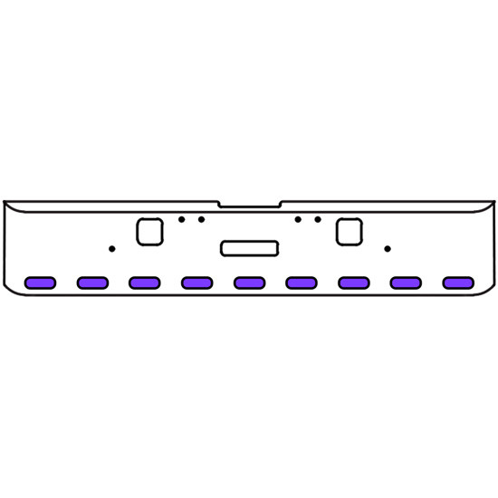18 Inch Chrome Texas Rolled End Bumper Kit With Center Tow And Hook Holes And 9 Oval Amber-Purple Dual Revolution Lights For Freightliner Classic 120, 132 Xl 2002- 2007