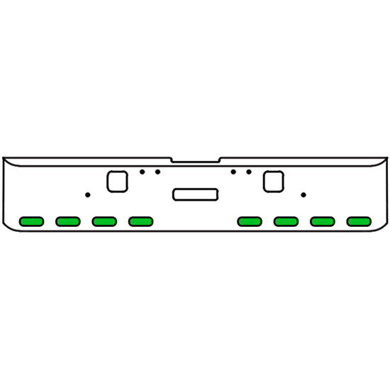 18 Inch Chrome Texas Rolled End Bumper Kit With Center Tow And Hook Holes And 8 Oval Amber-Green Dual Revolution Lights With Visors For Freightliner Classic 120, 132 Xl 2002- 2007
