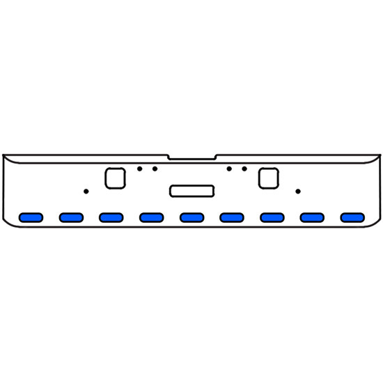 18 Inch Chrome Texas Rolled End Bumper Kit With Center Tow And Hook Holes And 9 Oval Amber-Blue Dual Revolution Lights For Freightliner Classic 120, 132 Xl 2002- 2007