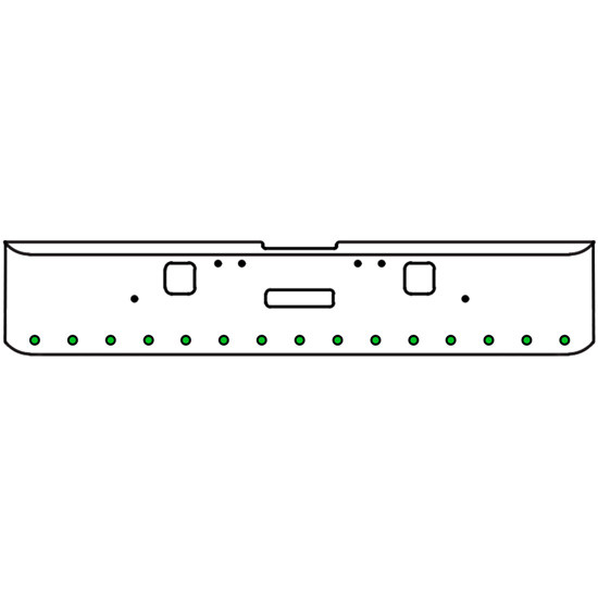 18 Inch Chrome Texas Rolled End Bumper Kit With Center Tow And Hook Holes And 15 Round 2 Inch Amber-Green Dual Revolution Lights With Visors For Freightliner Classic 120, 132 Xl 2002- 2007