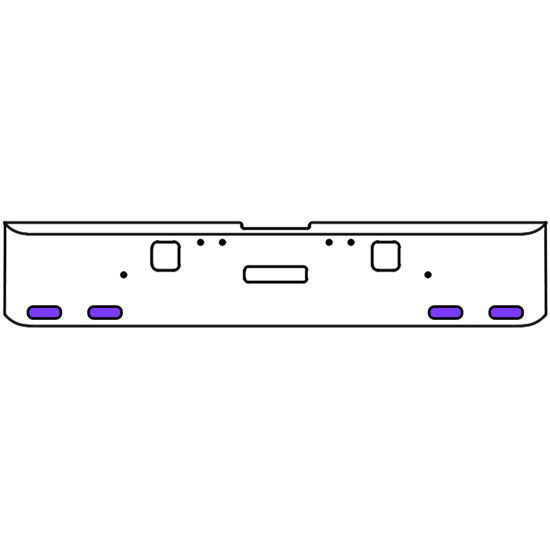 20 Inch Chrome Texas Rolled End Bumper Kit With Center Tow And Hook Holes And 4 Oval Amber-Purple Dual Revolution Lights With Visors For Freightliner Classic 120, 132 Xl 2002- 2007