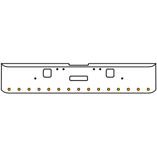 20 Inch Chrome Texas Rolled End Bumper Kit With Center Tow And Hook Holes And 15 Round 2 Inch Amber-Clear Vantage Lights For Freightliner Classic 120, 132 Xl 2002- 2007