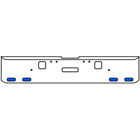 22 Inch Chrome Texas Rolled End Bumper Kit With Center Tow And Hook Holes And 4 Oval Amber-Blue Dual Revolution Lights For Freightliner Classic 120, 132 Xl 2002- 2007