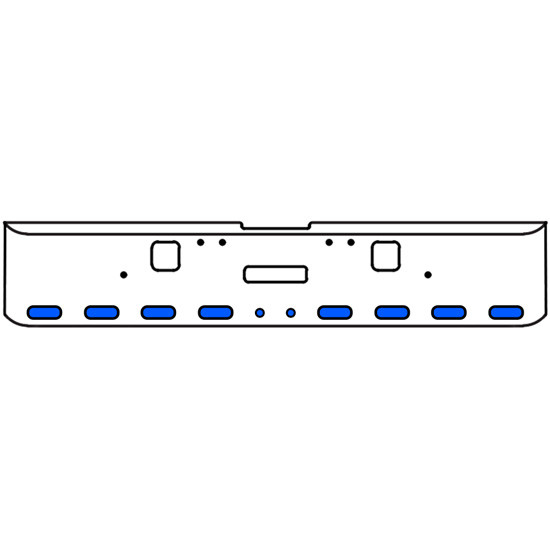 22 Inch Chrome Texas Rolled End Bumper Kit With Center Tow And Hook Holes And 8 Oval-2 Round 2 Inch Amber-Blue Dual Revolution Lights For Freightliner Classic 120, 132 Xl 2002- 2007