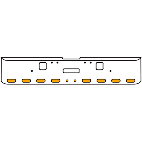 22 Inch Chrome Texas Rolled End Bumper Kit With Center Tow And Hook Holes And 8 Oval-2 Round 2 Inch Amber Mirage Lights For Freightliner Classic 120, 132 Xl 2002- 2007