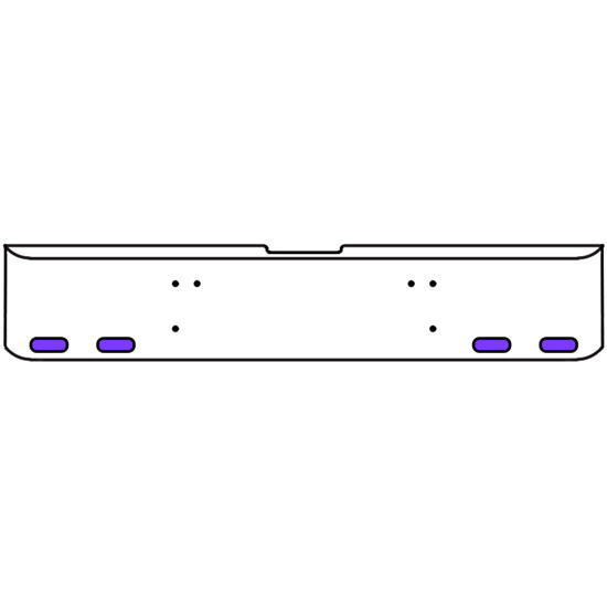 18 Inch Chrome Texas Rolled End Bumper Kit With Bolt Holes And 4 Oval Amber-Purple Dual Revolution Lights For Freightliner Classic 120, 132 Xl 2008- 2010