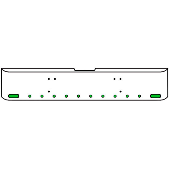 18 Inch Chrome Texas Rolled End Bumper Kit With Bolt Holes And 2 Oval-10 Round 2 Inch Amber-Green Dual Revolution Lights For Freightliner Classic 120, 132 Xl 2008- 2010