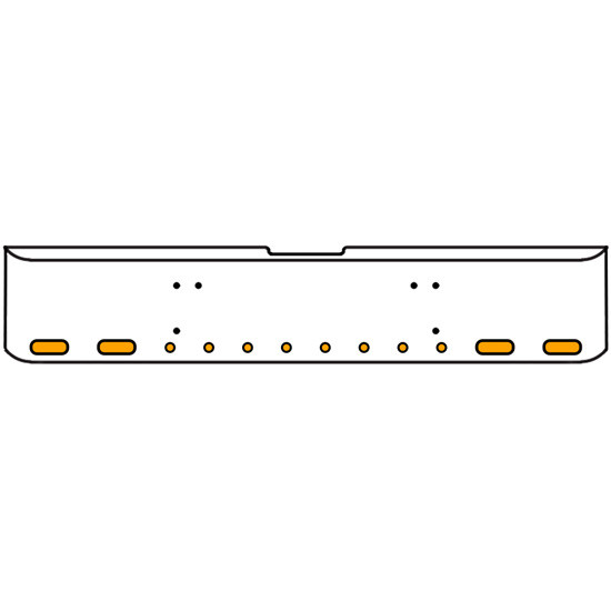 18 Inch Chrome Texas Rolled End Bumper Kit With Bolt Holes And 4 Oval-8 Round 2 Inch Amber-Clear Mirage Lights With Visors For Freightliner Classic 120, 132 Xl 2008- 2010