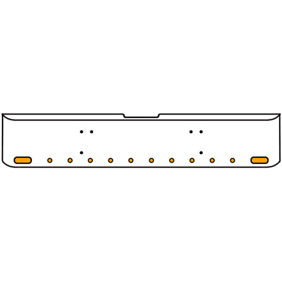 18 Inch Chrome Texas Rolled End Bumper Kit With Bolt Holes And 2 Oval-10 Round 2 Inch Amber Mirage Lights With Visors For Freightliner Classic 120, 132 Xl 2008- 2010