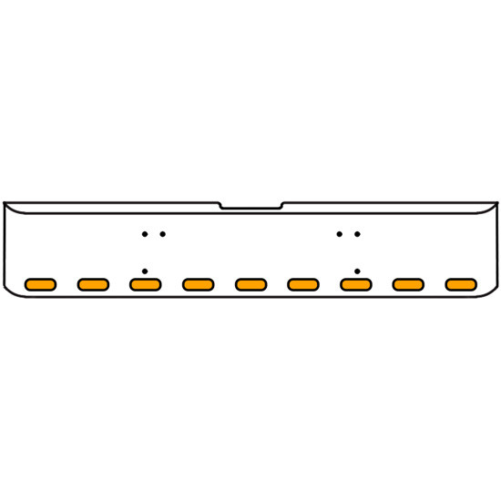 18 Inch Chrome Texas Rolled End Bumper Kit With Bolt Holes And 9 Oval Amber-Clear Mirage Lights With Visors For Freightliner Classic 120, 132 Xl 2008- 2010