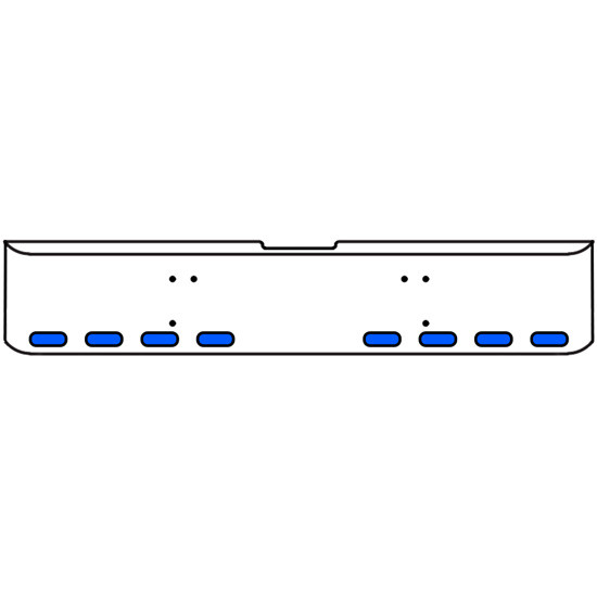 18 Inch Chrome Texas Rolled End Bumper Kit With Bolt Holes And 8 Oval Amber-Blue Dual Revolution Lights For Freightliner Classic 120, 132 Xl 2008- 2010