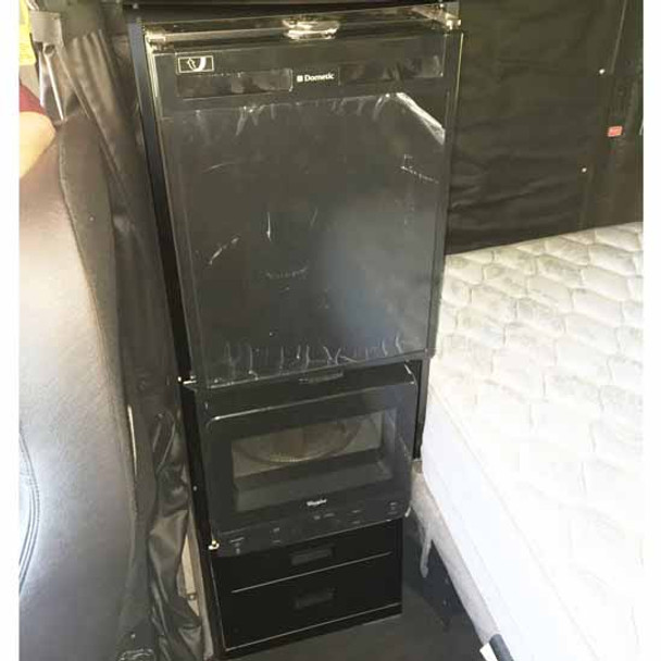 Black 2 Drawer Cabinet W/ Refrigerator & Microwave Passenger Side For Kenworth W900