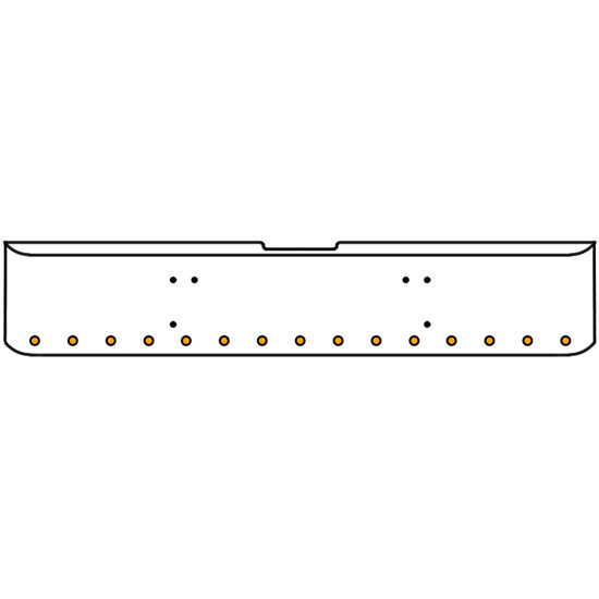 18 Inch Chrome Texas Rolled End Bumper Kit With Bolt Holes And 15 Round 2 Inch Amber Lights With Visors For Freightliner Classic 120, 132 Xl 2008- 2010