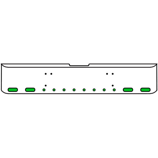 20 Inch Chrome Texas Rolled End Bumper Kit With Bolt Holes And 4 Oval-8 Round 2 Inch Amber-Green Dual Revolution Lights For Freightliner Classic 120, 132 Xl 2008- 2010
