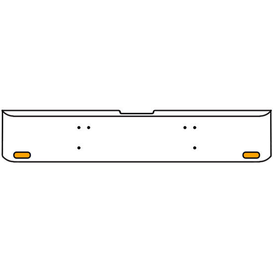 20 Inch Chrome Texas Rolled End Bumper Kit With Bolt Holes And 2 Oval Amber-Clear Mirage Lights For Freightliner Classic 120, 132 Xl 2008- 2010