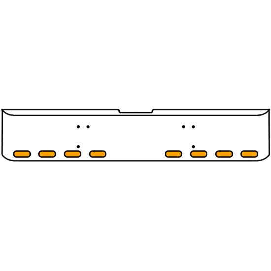 20 Inch Chrome Texas Rolled End Bumper Kit With Bolt Holes And 8 Oval Amber Mirage Lights For Freightliner Classic 120, 132 Xl 2008- 2010