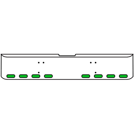 20 Inch Chrome Texas Rolled End Bumper Kit With Bolt Holes And 8 Oval Amber-Green Dual Revolution Lights With Visors For Freightliner Classic 120, 132 Xl 2008- 2010