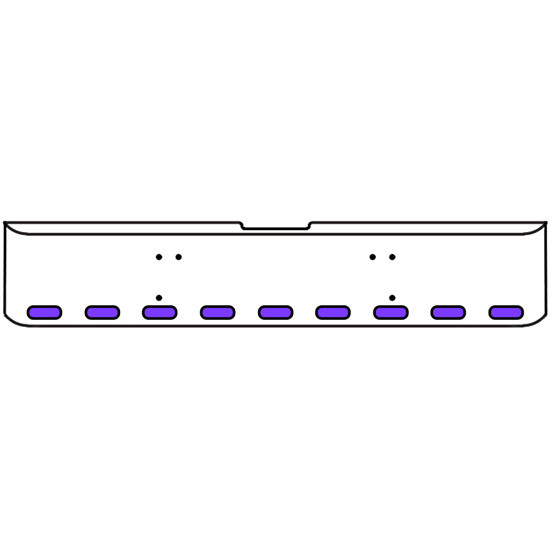 20 Inch Chrome Texas Rolled End Bumper Kit With Bolt Holes And 9 Oval Amber-Purple Dual Revolution Lights For Freightliner Classic 120, 132 Xl 2008- 2010