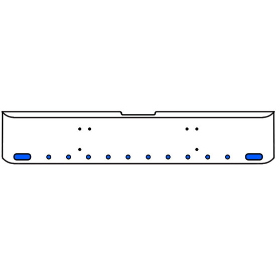 22 Inch Chrome Texas Rolled End Bumper Kit With Bolt Holes And 2 Oval-10 Round 2 Inch Amber-Blue Dual Revolution Lights For Freightliner Classic 120, Xl 132 1990 - 2010