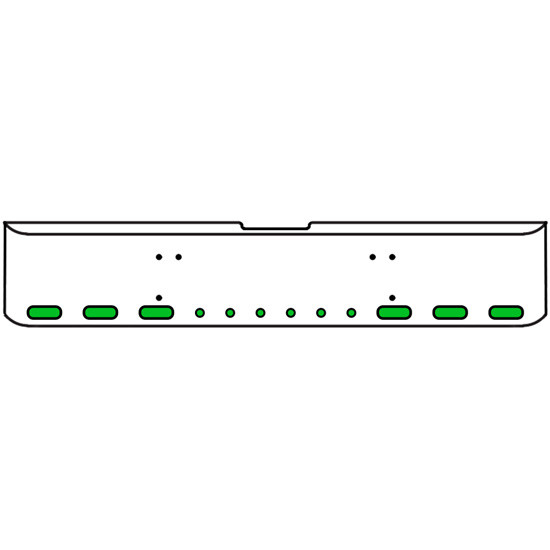 22 Inch Chrome Texas Rolled End Bumper Kit With Bolt Holes And 6 Oval-6 Round 2 Inch Amber-Green Dual Revolution Lights For Freightliner Classic 120, Xl 132 1990 - 2010