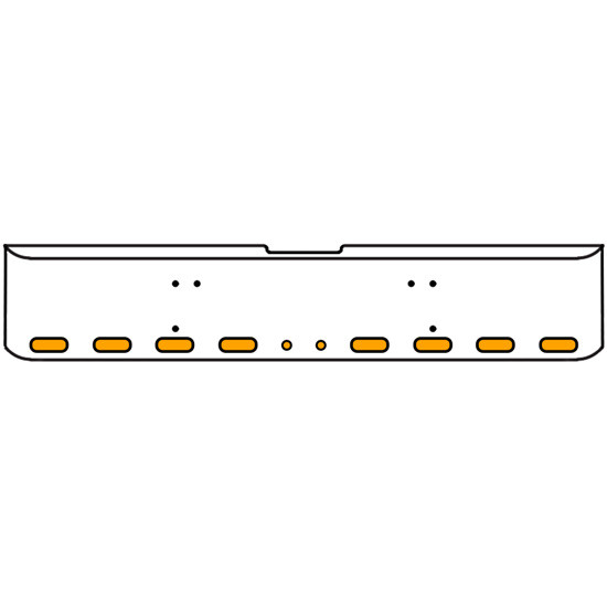 22 Inch Chrome Texas Rolled End Bumper Kit With Bolt Holes And 8 Oval-2 Round 2 Inch Amber Mirage Lights With Visors For Freightliner Classic 120, Xl 132 1990 - 2010