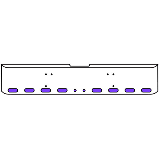 22 Inch Chrome Texas Rolled End Bumper Kit With Bolt Holes And 8 Oval-2 Round 2 Inch Amber-Purple Dual Revolution Lights For Freightliner Classic 120, Xl 132 1990 - 2010