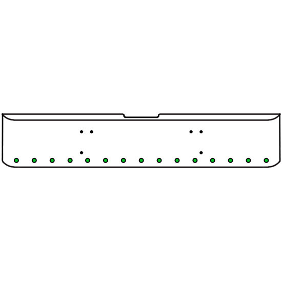 22 Inch Chrome Texas Rolled End Bumper Kit With Bolt Holes And 15 Round 2 Inch Amber-Green Dual Revolution Lights For Freightliner Classic 120, Xl 132 1990 - 2010