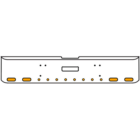 18 Inch Chrome Texas Rolled End Bumper Kit With Center Tow Hole And 4 Oval-8 Round 2 Inch Amber Mirage Lights With Visors For Freightliner Classic 120, 132 Xl 2008- 2010