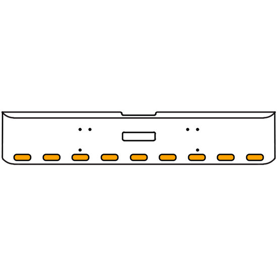 18 Inch Chrome Texas Rolled End Bumper Kit With Center Tow Hole And 9 Oval Amber Mirage Lights For Freightliner Classic 120, 132 Xl 2008- 2010