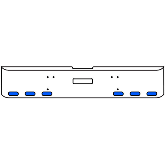 18 Inch Chrome Texas Rolled End Bumper Kit With Center Tow Hole And 6 Oval Amber-Blue Dual Revolution Lights For Freightliner Classic 120, 132 Xl 2008- 2010