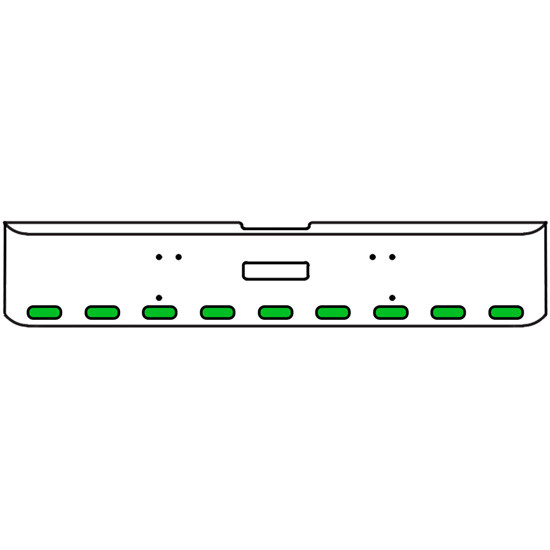 18 Inch Chrome Texas Rolled End Bumper Kit With Center Tow Hole And 9 Oval Amber-Green Dual Revolution Lights For Freightliner Classic 120, 132 Xl 2008- 2010