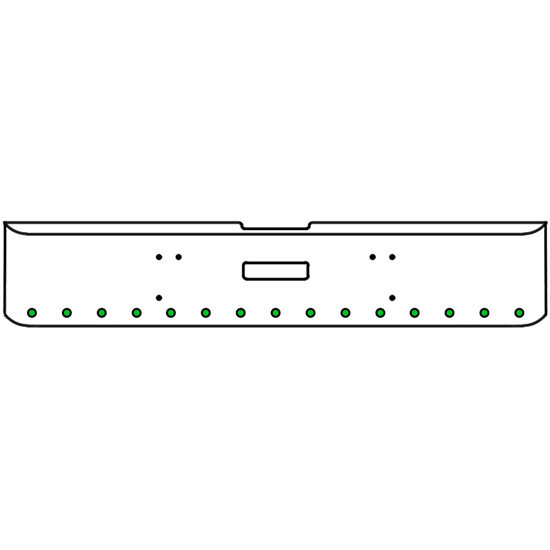 18 Inch Chrome Texas Rolled End Bumper Kit With Center Tow Hole And 15 Round 2 Inch Amber-Green Dual Revolution Lights With Visors For Freightliner Classic 120, 132 Xl 2008- 2010