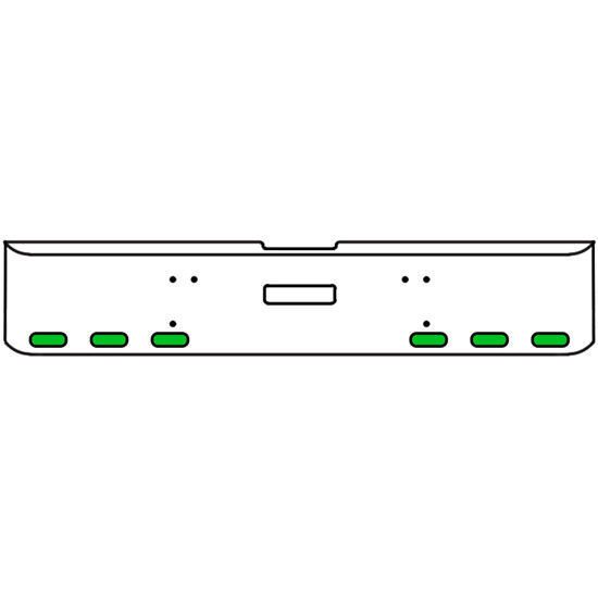 20 Inch Chrome Texas Rolled End Bumper Kit With Center Tow Hole And 6 Oval Amber-Green Dual Revolution Lights With Visors For Freightliner Classic 120, 132 Xl 2008- 2010