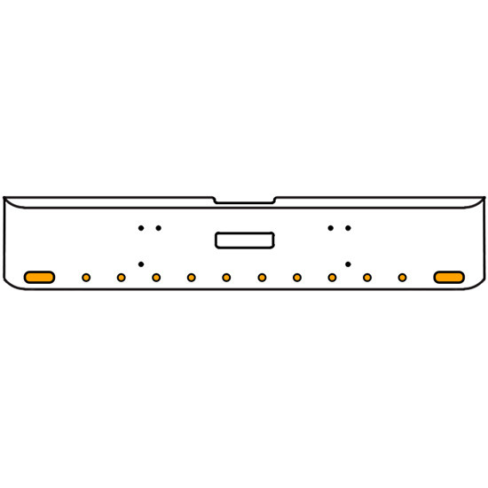 20 Inch Chrome Texas Rolled End Bumper Kit With Center Tow Hole And 2 Oval-10 Round 2 Inch Amber-Clear Mirage Lights For Freightliner Classic 120, 132 Xl 2008- 2010