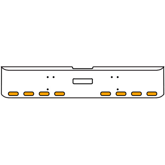 20 Inch Chrome Texas Rolled End Bumper Kit With Center Tow Hole And 8 Oval Amber Mirage Lights With Visors For Freightliner Classic 120, 132 Xl 2008- 2010